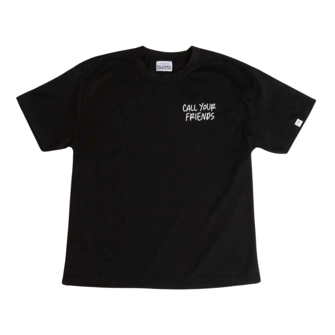 "Tell the Homies Black Tee - Call Your Friends, organic cotton, sustainable and comfortable. Made in the USA."